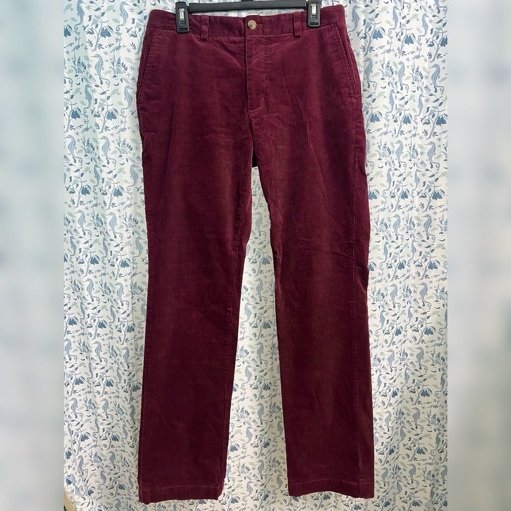 Vineyard Vines Corduroy Breaker Pants Mens 32x32 Burgundy Slim Stretch Preppy